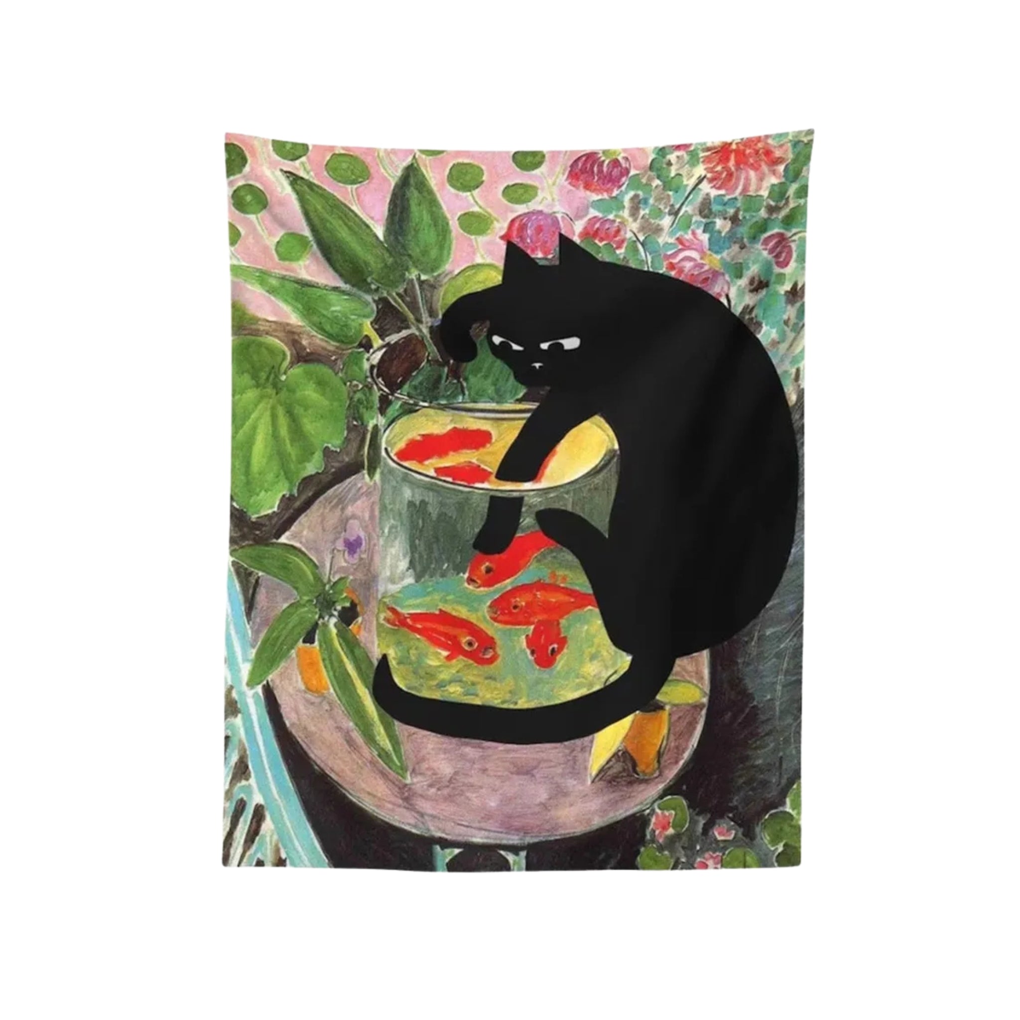 curious cat printed textile