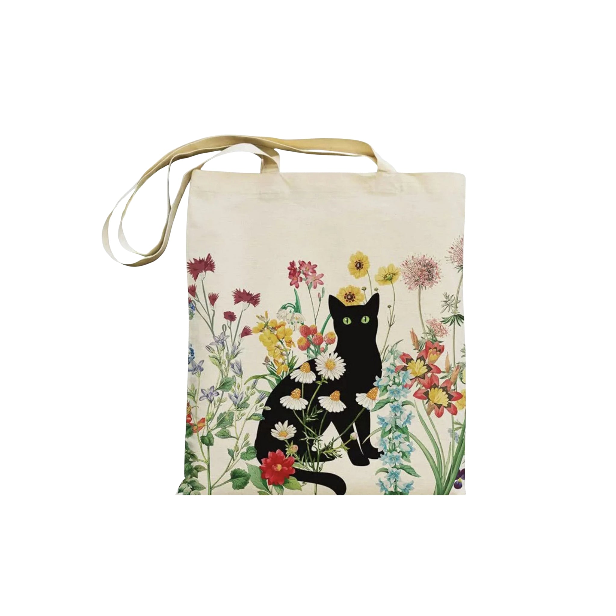 cat in bloom tote bag