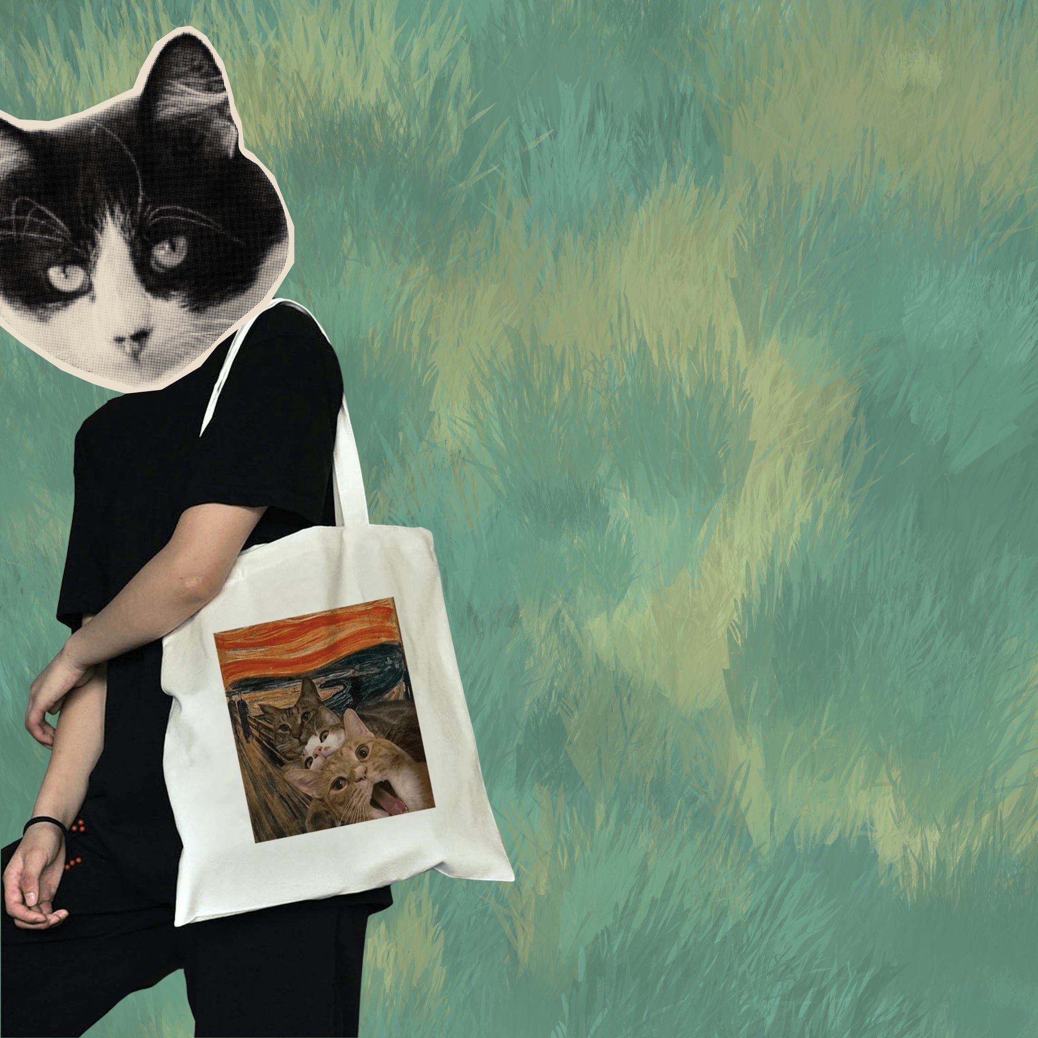 cat scream tote bag