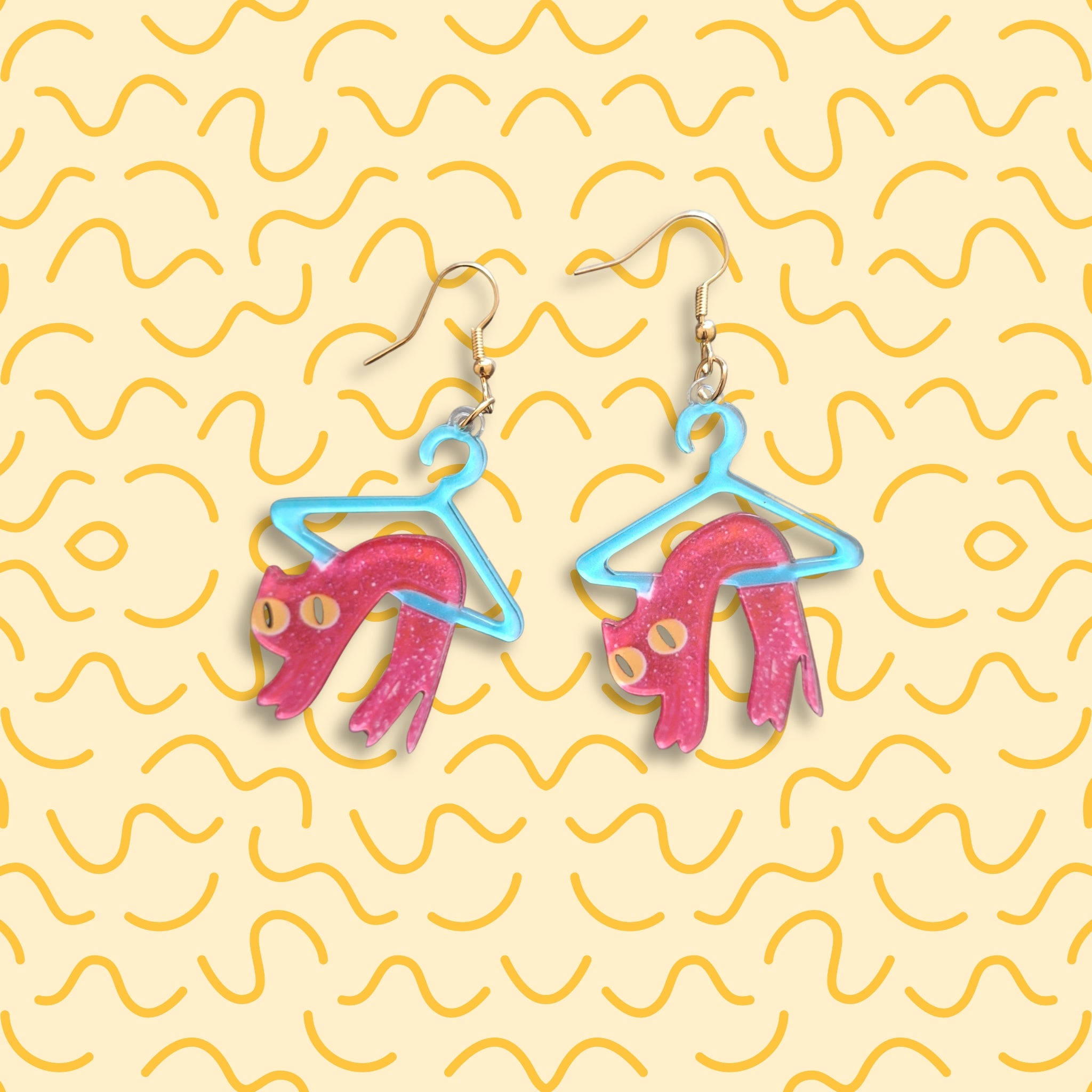 hanging cat earrings
