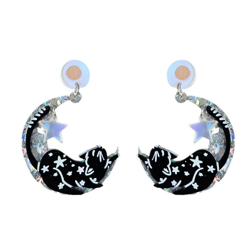 disco cat earrings