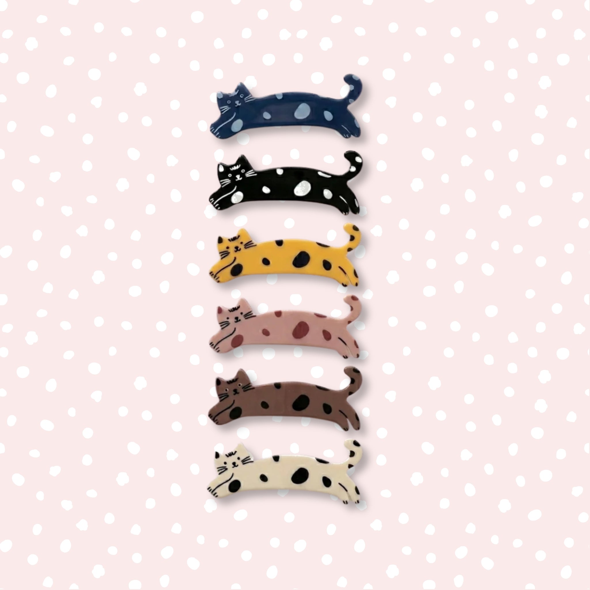 the polka cat hair clips (set of 2)