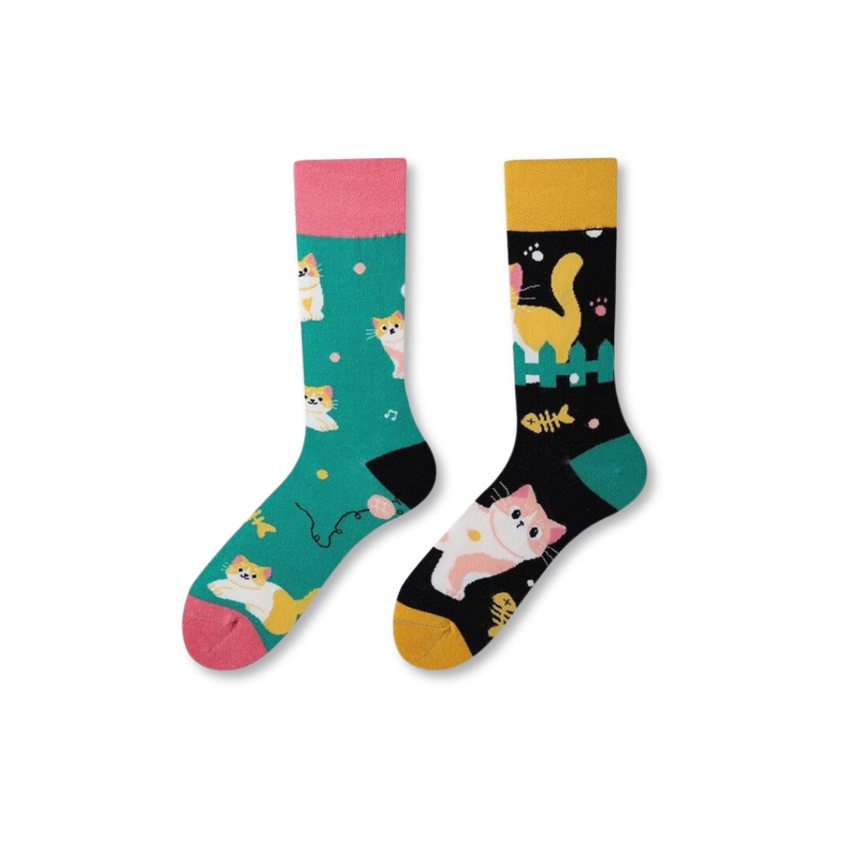 the mismatched cat socks