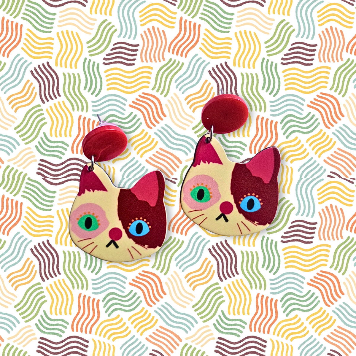 the funky cat earrings