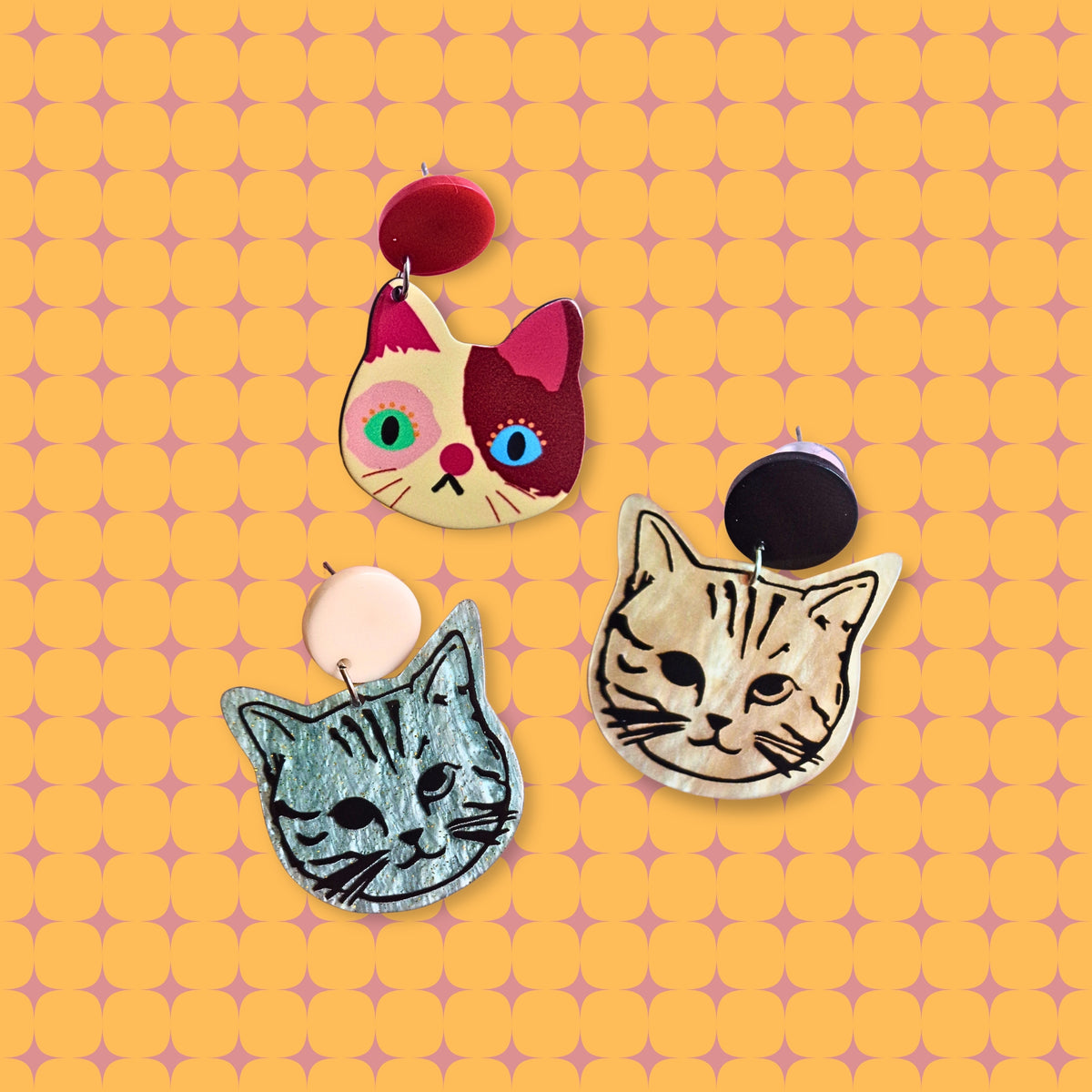 the funky cat earrings