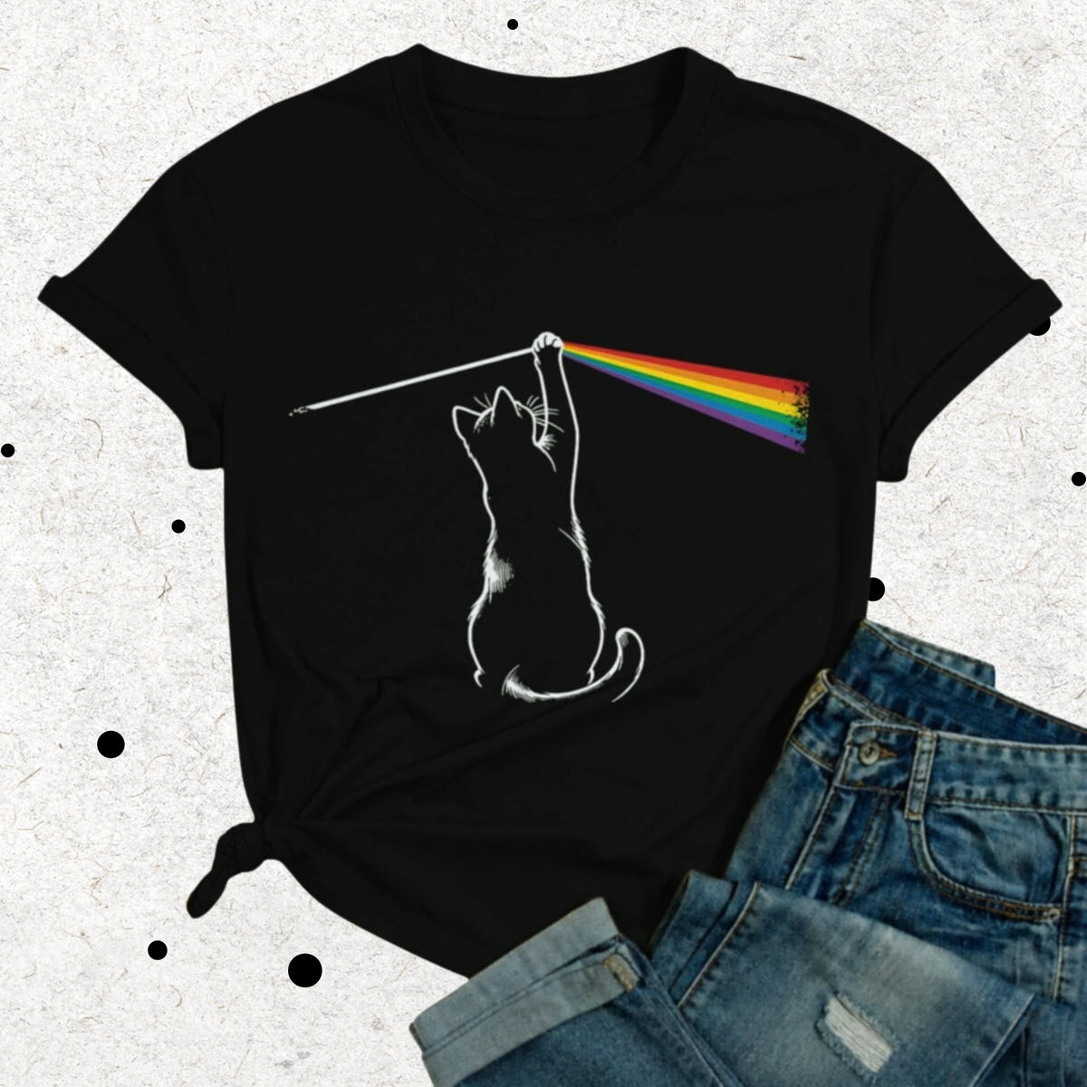 the dark side of the meow t-shirt