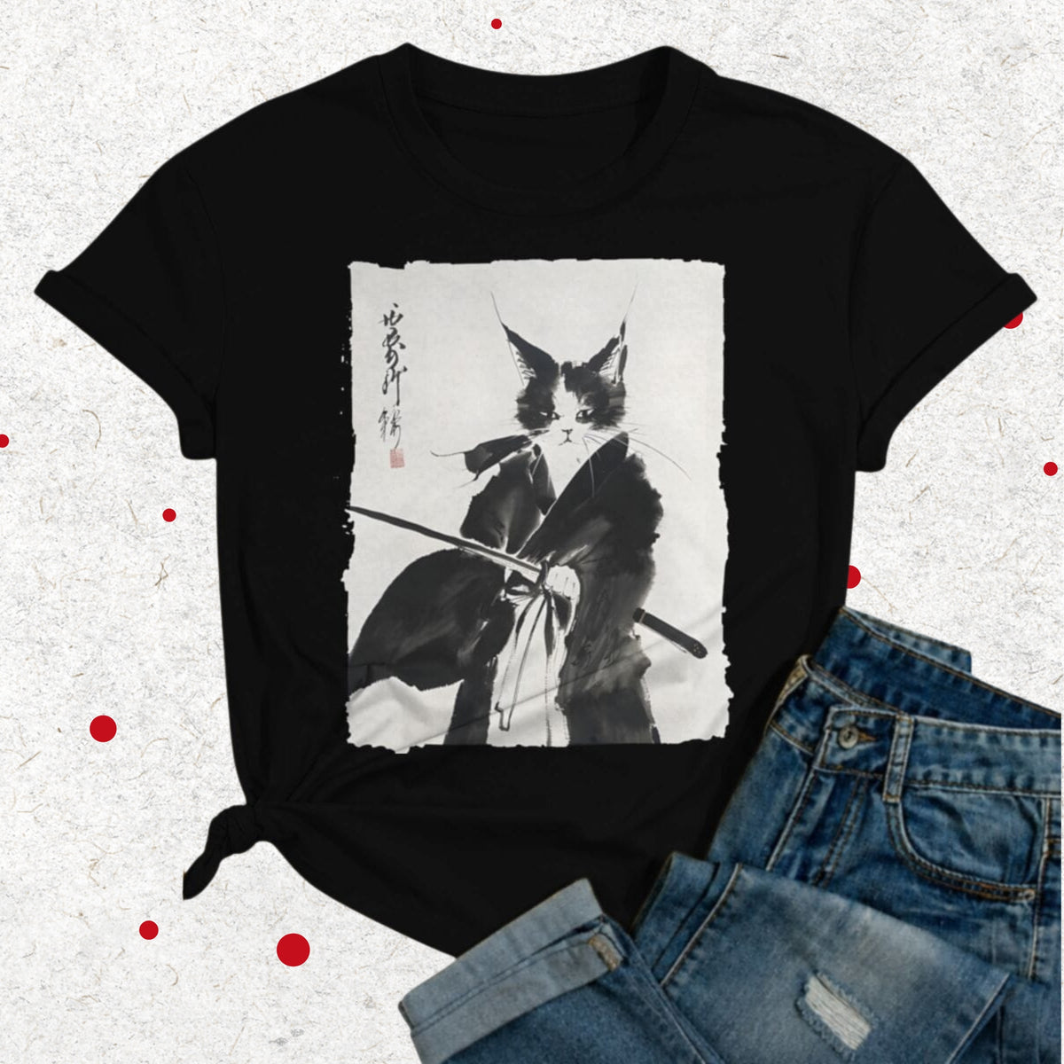 the samurai cat t-shirt