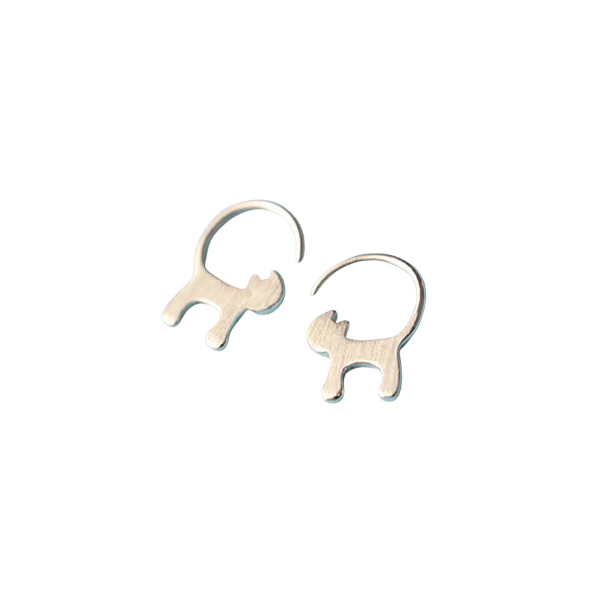 mini silver cat earrings