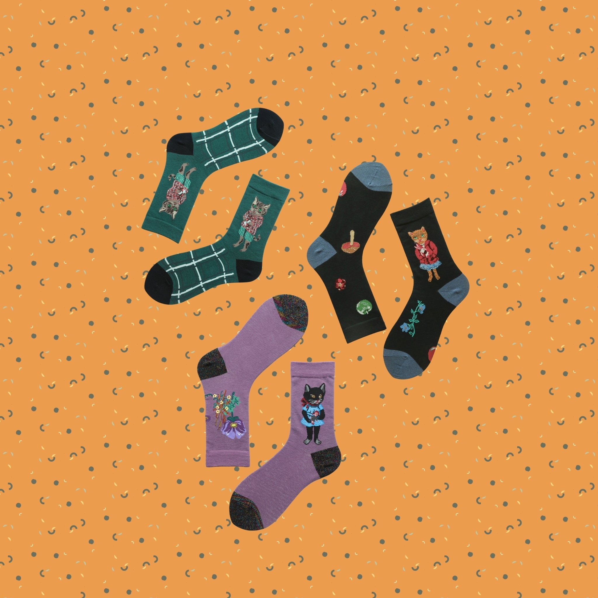 playful cat socks