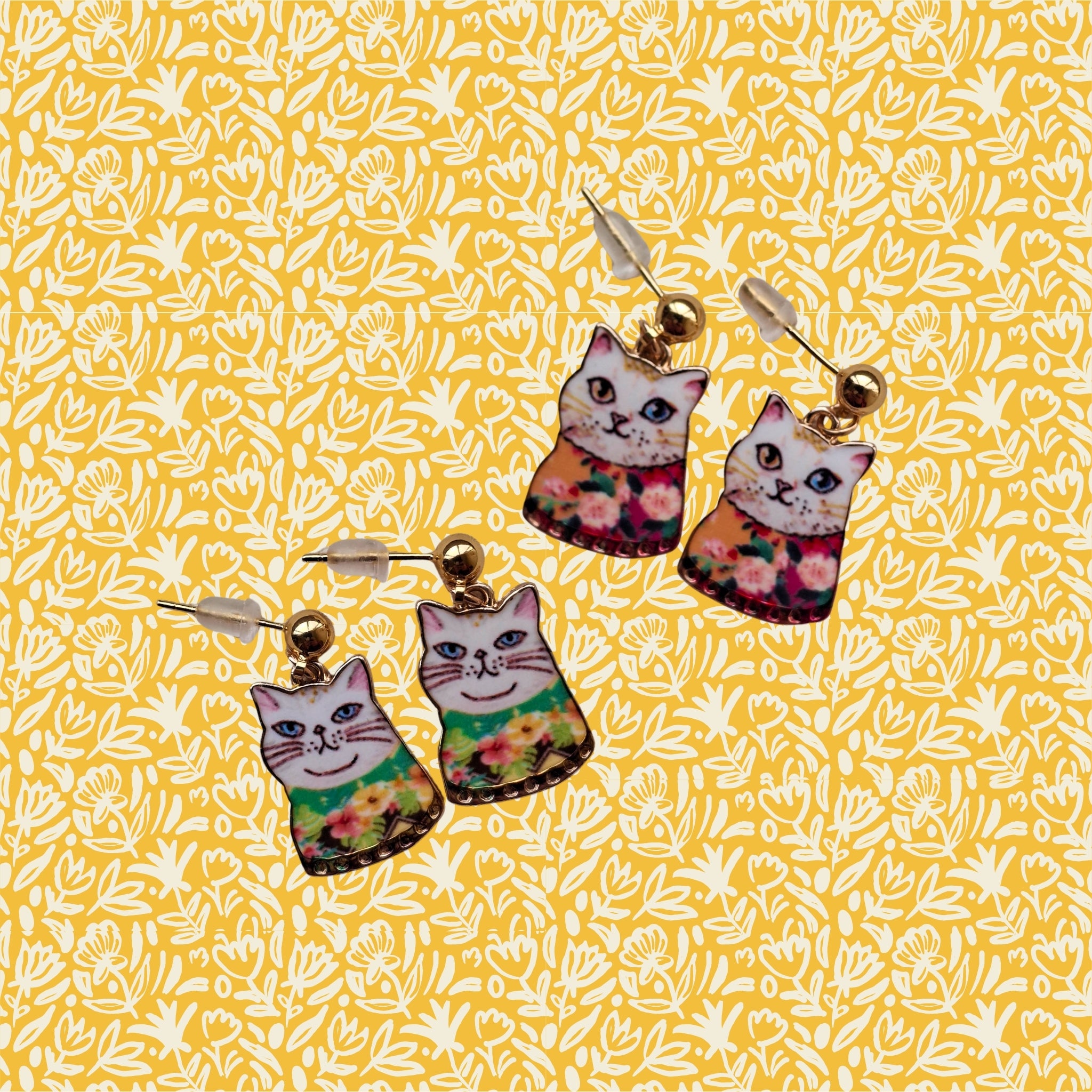 fancy cat earrings