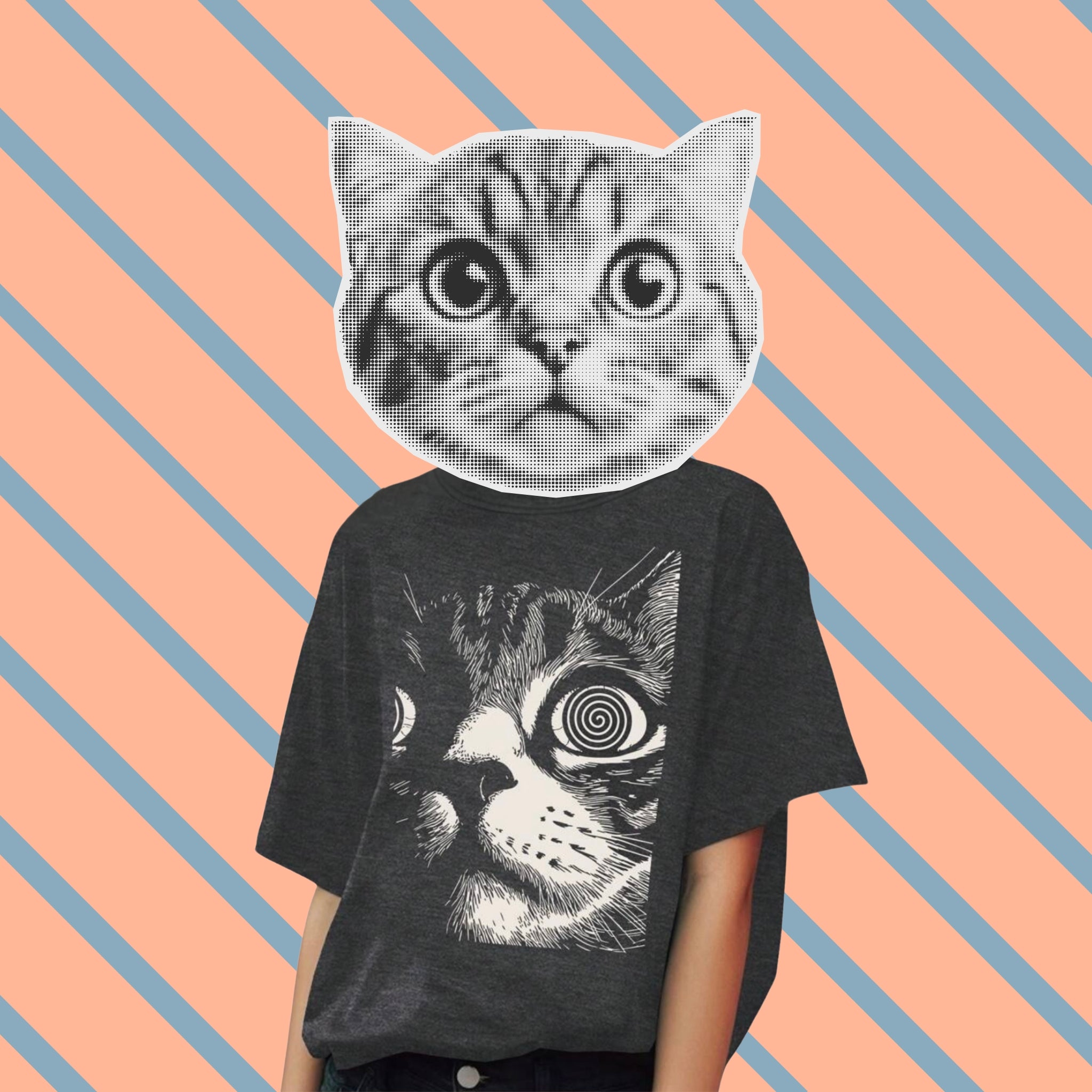trippy cat t-shirt