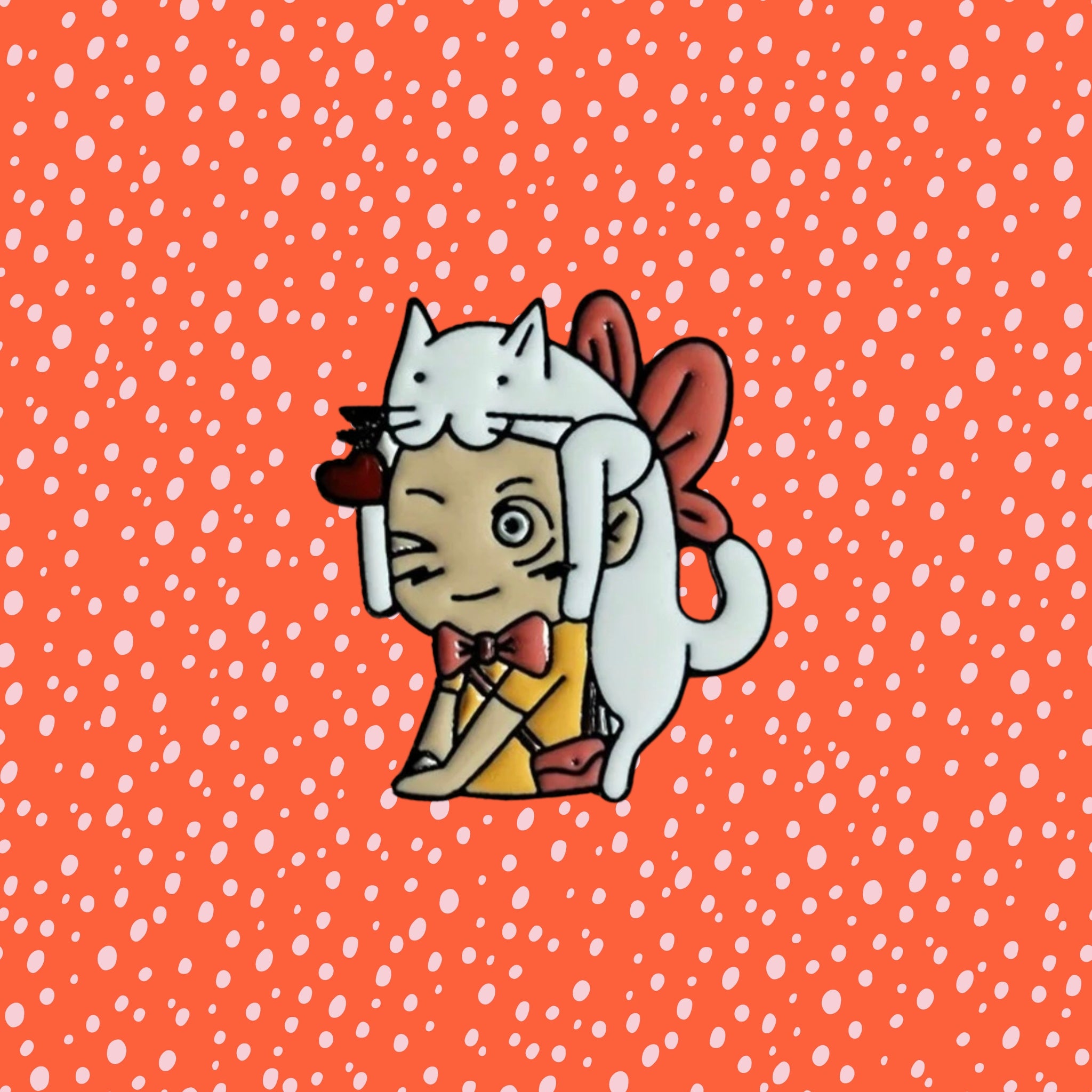 kawaii cat on girl pin