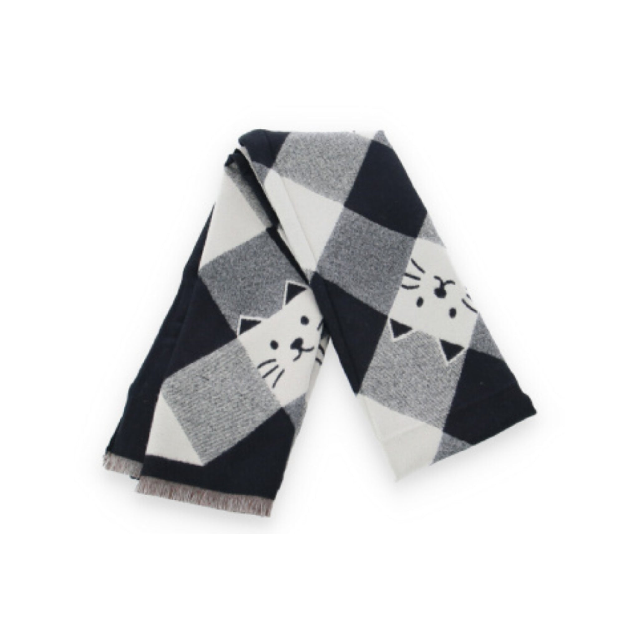 peeking cat checkered scarf
