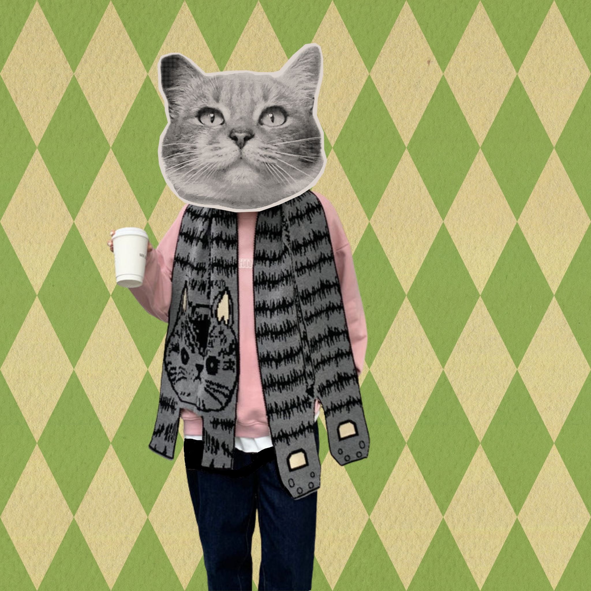 pixelized cat scarf