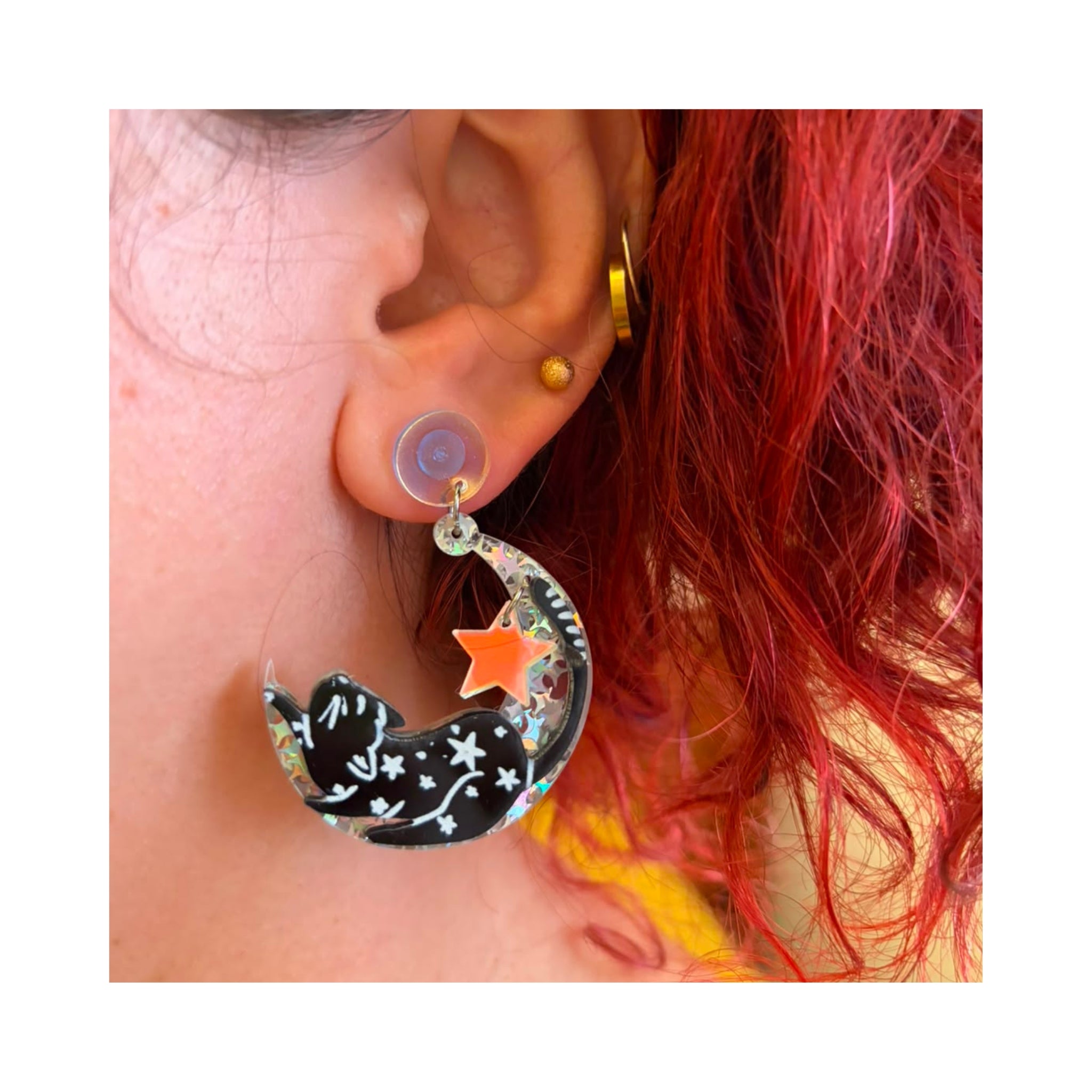 the disco cat earrings