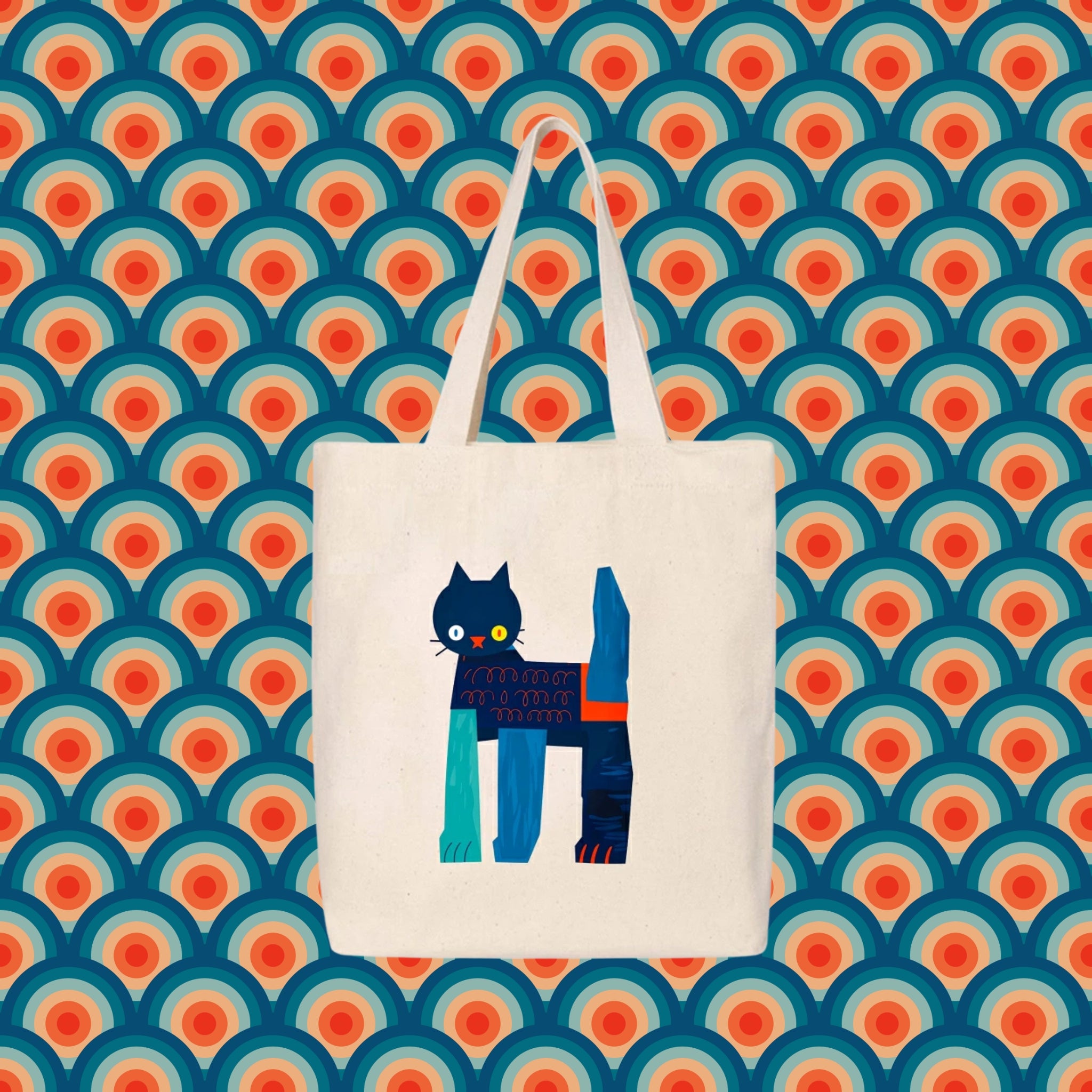 the blue cat tote bag
