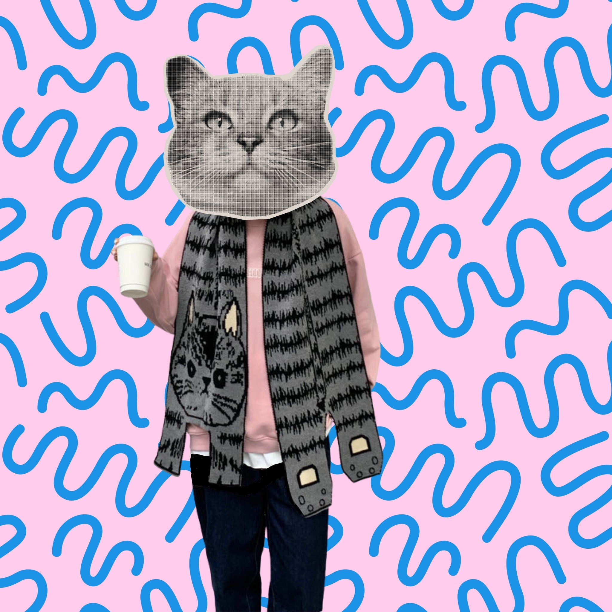 the pixelized cat scarf