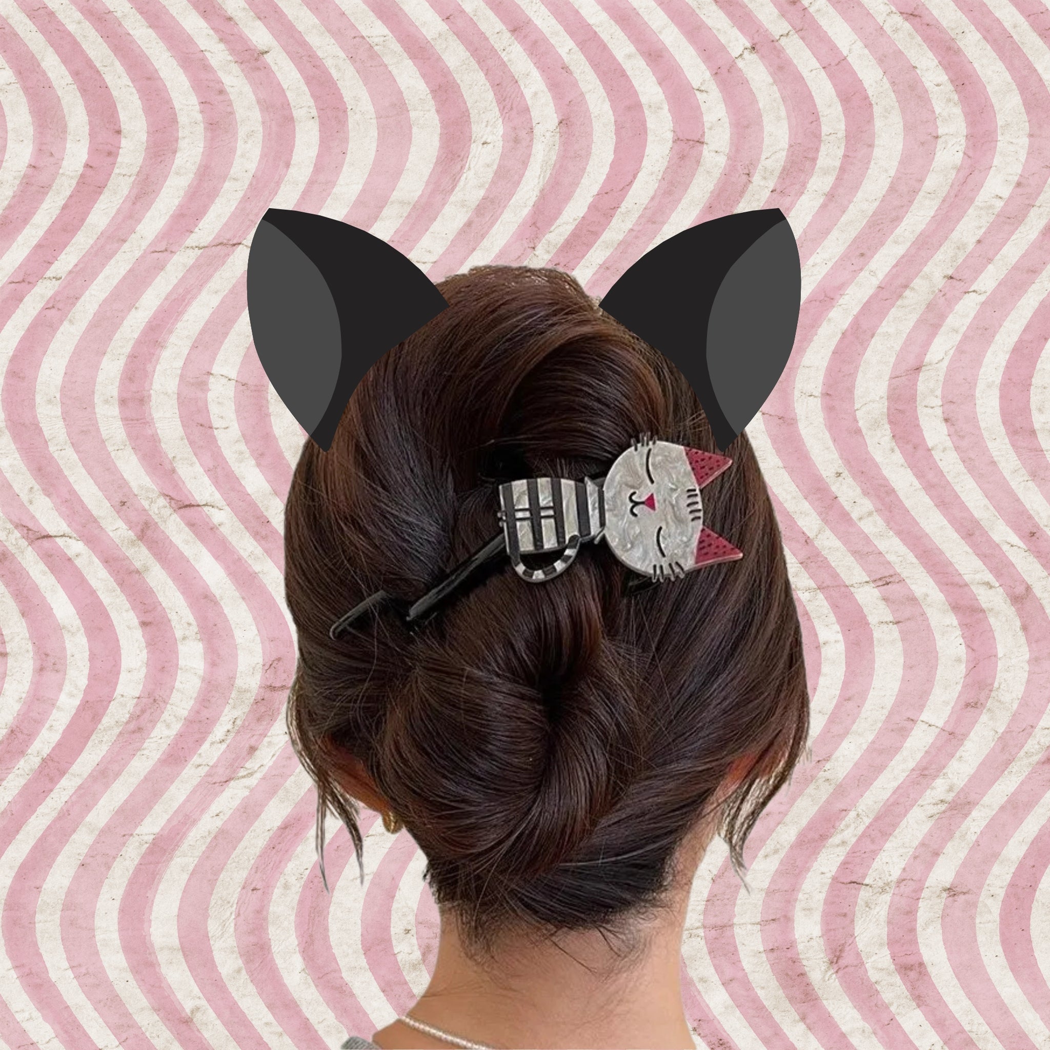 striped cat hair clasp
