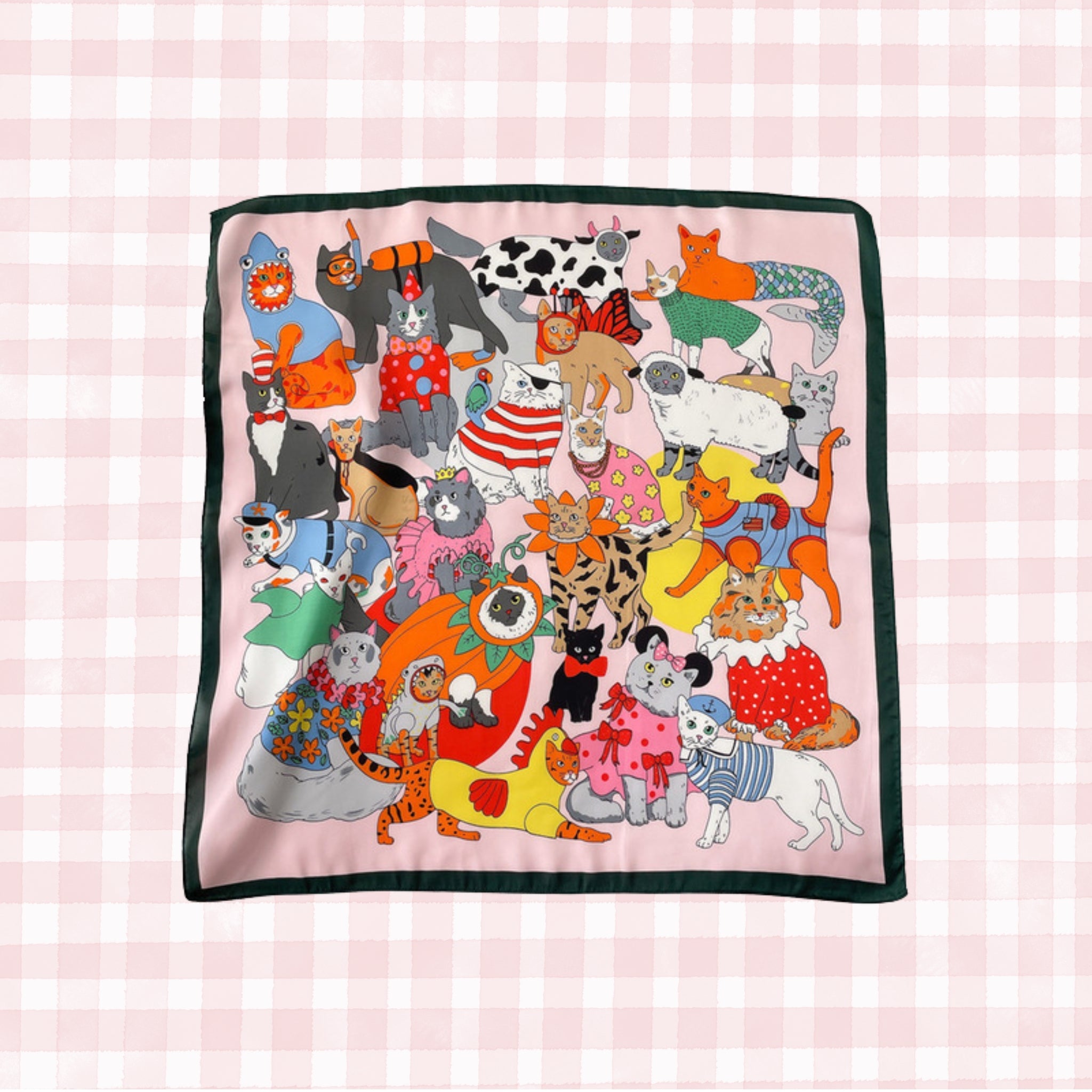 quirky cats silky scarf