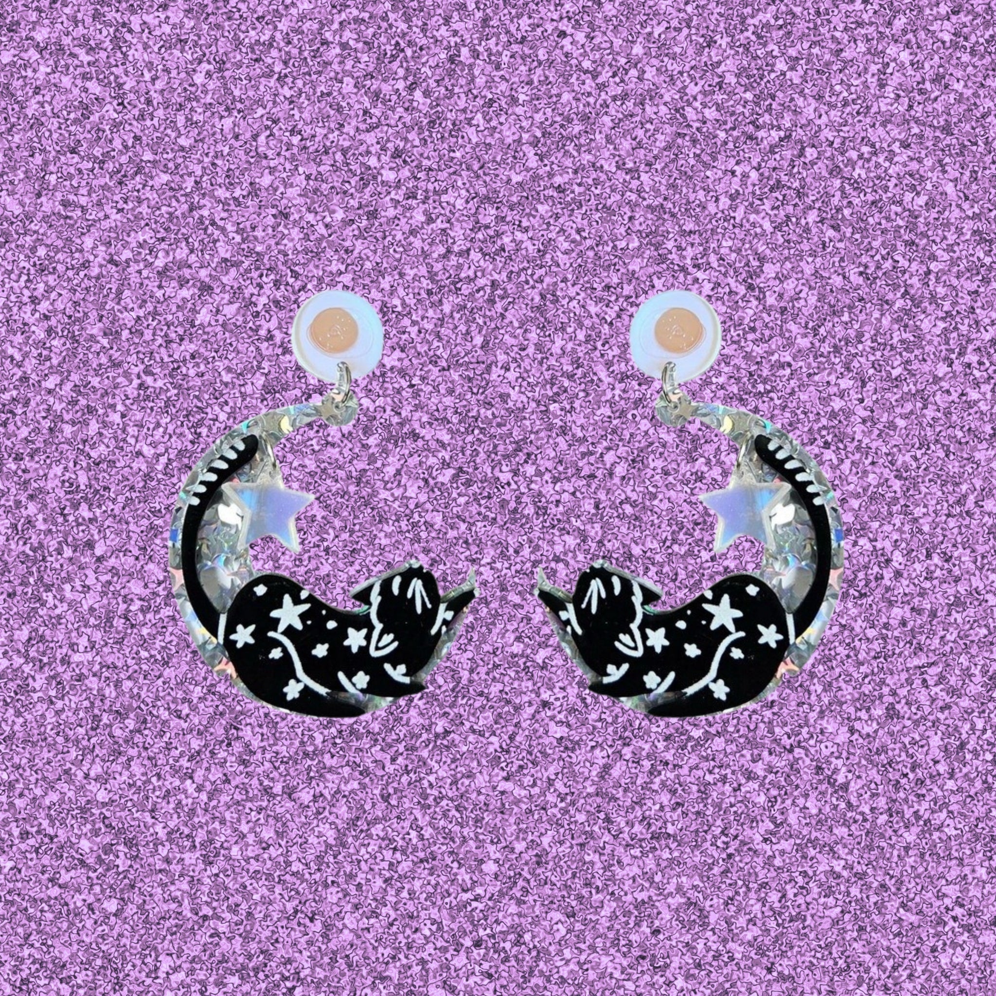 disco cat earrings