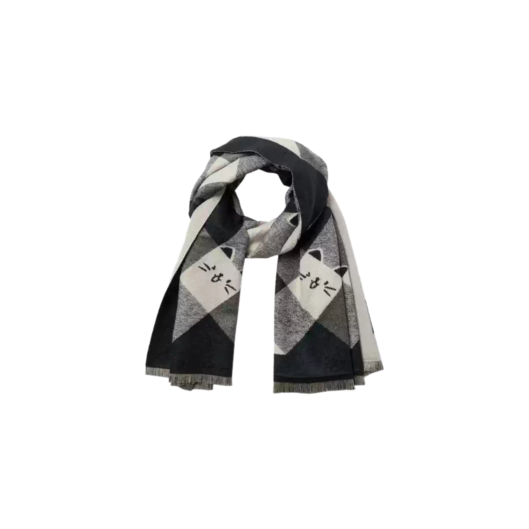 peeking cat checkered scarf